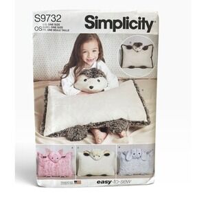 Simplicity S9732 Plush Animal Pillows OS One Size Easy Sew Pattern